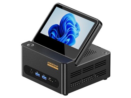 AOOSTAR GFLIP Mini PC Barebone (No RAM No SSD), 5 inch 1920*1080 60Hz Screen, AMD Ryzen Al 9 HX 370 12 Core Max 5.1GHz, 2*USB4+HDMI 4K 240Hz Triple Display, WiFi 7, 2*2.5G RJ45, 2*USB3.2, 2*USB2.0, 1*OCuLink, 1*Audio, Fingerprint Unlocking