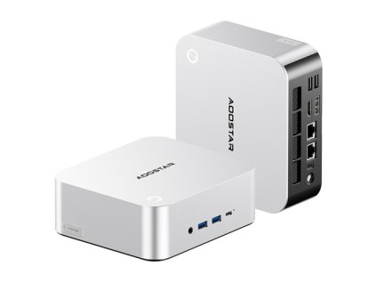 AOOSTAR MACO Mini PC, AMD Ryzen 7 H255 8 Cores Max 4.9GHz, 32GB DDR5 RAM 1TB SSD, 2*USB4 + HDMI + DP Quad Screen Display, WiFi 6, 2*USB3.2, 1*USB3.0, 1*USB2.0, 2*2.5G LAN, 1*OCuLink, Fingerprint Unlock - EU Plug