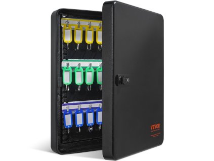 Skrinka na kľúče 48 miest, kombinačný a kľúčový zámok, 48 štítkov