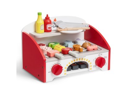 Detský drevený gril na hranie, 26 dielov, realistické uhlie, 3+