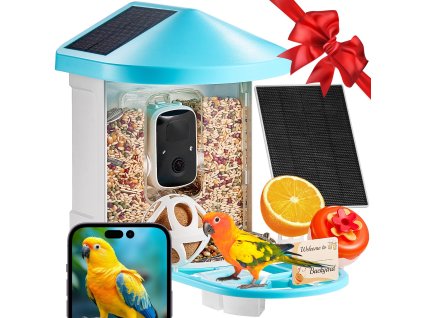 Inteligentné kŕmidlo s 2K kamerou, ai 10000+ druhov, 3 solárne panely