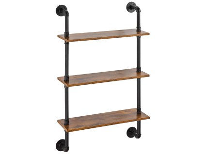 Nástenná polica 3-policová 24×7.87in rustikálne drevo čierna