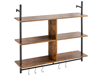 Nástenná rúrková polica 3-poschodová 41.5×9.84in drevené police čierna