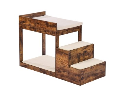 Poschodové ležadlo pre psy a mačky so 3 stupňami, stredné, hnedé