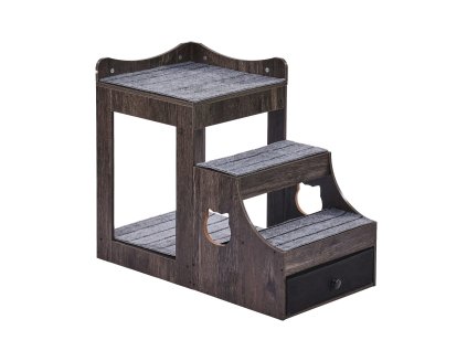 Posteľ pre mačky a psy viacúrovňová so schodíkom, okenné ležisko, šedá