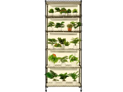 Stojan na rastliny 6 poschodí, 150W plné spektrum led, 29.5×13.8×70.9"