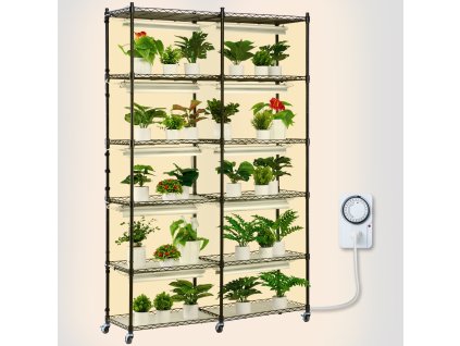 Stojan na rastliny s osvetlením, 6 úrovní, 200W, 35.4"×13.8"×59.1"