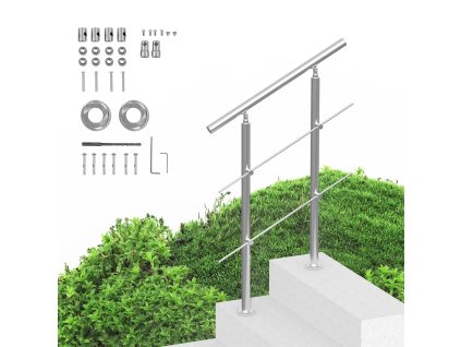 Zábradlie na schody, dĺžka 31.5in, 2 priečky, nerez, s montážnou sadou