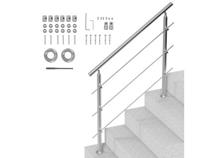 Zábradlie na vonkajšie schody 47.2in, nerez, 3 priečky, montáž