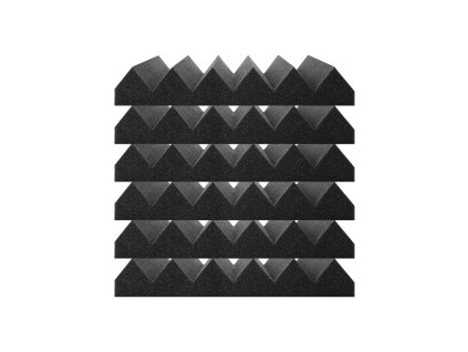 Akustické penové panely 24 ks 12×12×2" samolepiace, nehorľavé, čierne