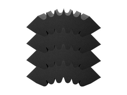 Akustické penové panely 4 ks 16.5×6.3×12 in, samolepiace, čierne