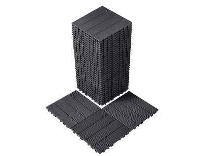 Dlaždice na terasu 36 ks 11.6"×11.6" 36 sq. ft plastové tmavosivé