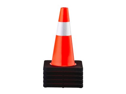 Dopravné kužele 18 in/45 cm, 5 ks, oranžové, reflexný pás, čierne dno