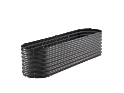 Kovový zvýšený záhon 8×2×2 ft, pozinkovaný, s otvoreným dnom, tmavosivý