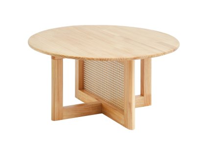 Okrúhly ratanový stolík 33 in, vrch gumového dreva, nohy z dreva