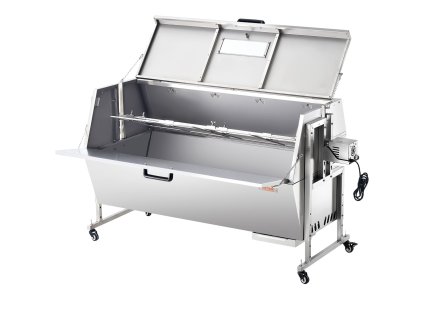 Otáčací gril na ražeň na uhlie 60W 56" 286lbs nerezový s kolieskami