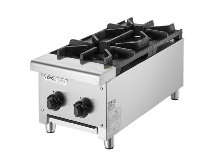 Plynový sporák 2 horáky, propán a zemný plyn, nerezová oceľ, 14KW