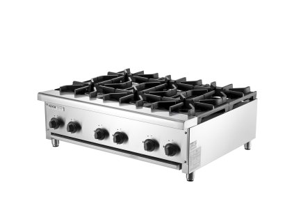 Plynový sporák 6 horákov, 42KW, stolný, nerez, na propán aj zemný plyn