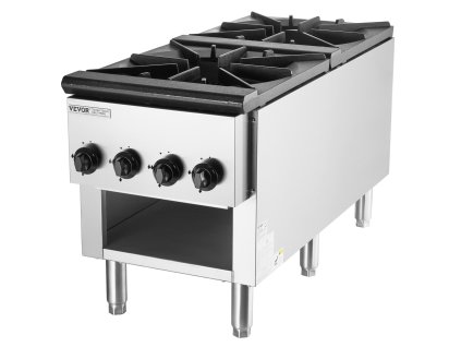 Pultový plynový sporák 2 horáky, propán/zemný plyn, nerez 52KW