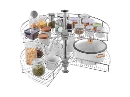 Rohový otočný organizér 31.5" 360° 2-posch. výškovo nastaviteľný, oceľ