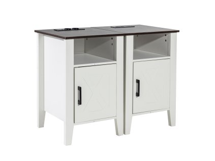 Sada 2 štvorcových nočných stolíkov s úložnou skrinkou, usb, led biela