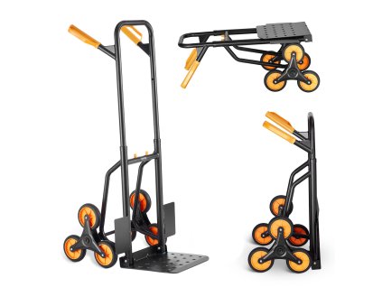 Schodový prepravný vozík 440 lbs, 6 kolies, skladací, dvojitá rukoväť