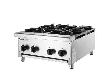 Stolový plynový sporák 4 horáky, na propán a zemný plyn, nerez, 28KW