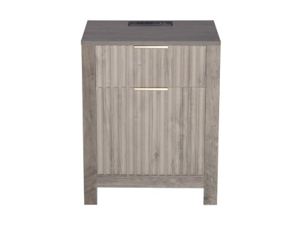 Súprava 2 štvorcových nočných stolíkov 3 police, 2 zásuvky, USB, sivý