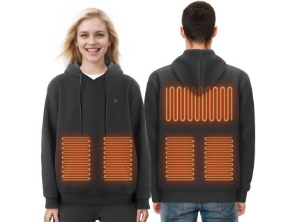 Vyhrievaná mikina s kapucňou 7.4V, 5 vyhrievacích zón, unisex L čierna