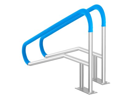 Zábradlie do bazéna 2 ks 55×32 inch nerez s podstavou s krytom