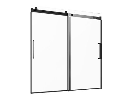 Bezrámové posuvné vaňové dvere, 56–60 in × 60 in, 5/16 in sklo, čierna