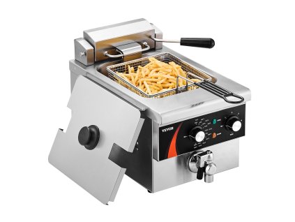 Hlboká fritéza 1750 W 8,5 l nerez 1 mm, časová a teplotná regulácia