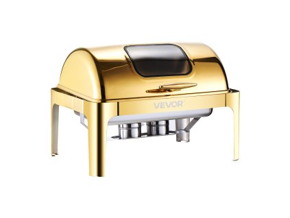 Chafing dish 9Qt nerezová oceľ, rolovacie viečko, plná panva, stojan