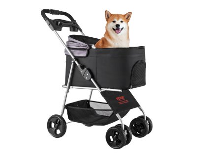 Kočík pre psa a mačky, nosnosť 35 lbs, skladací, 4 kolesá, sieť, brzda