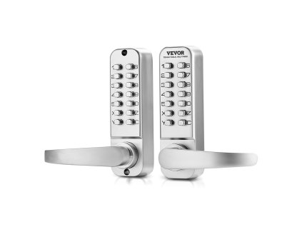 Mechanický zámok na dvere, 14-tlačidlový kód, nerez, obojstranný