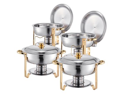 Ohrevný bufetový set 5 qt, 4 ks, nerez, 4 plné panvice, zlatý