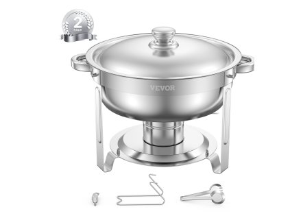 Ohrevný servírovací chafer nerez 5 Qt ×2, 2 plné misy, s pokrievkou