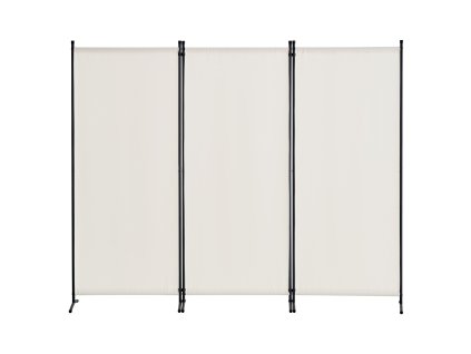 Paraván trojdielny, látkový, skladací, voľne stojaci, biely do spálne