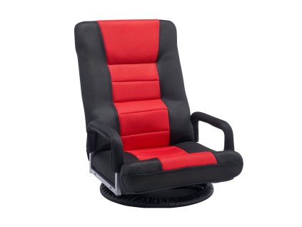 Podlahové otáčacie kreslo s opierkami, 360° a 6 polôh, červenočierne