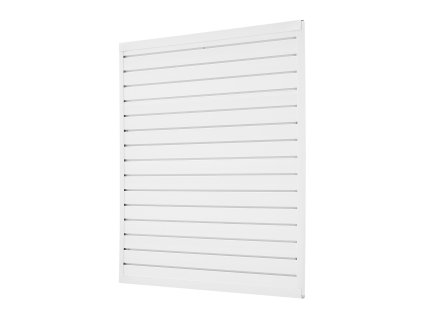 Pvc slatwall panel 4×4 ft biely, modulárny, nastaviteľný, rezateľný