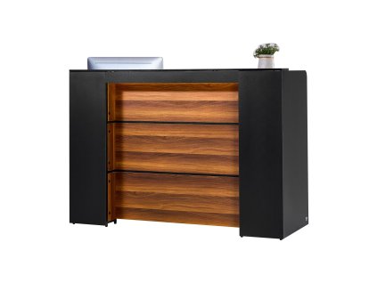 Recepčný pult obdĺžnikový 62.99×23.62×43.70 in s led, čierno-hnedý