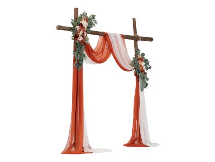 Sada kvetov a závesov na oblúk oranžová 4 ks (2 kytice, 2 závesy)