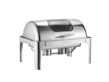 Servírovací chafer 9 Qt nerez, 2 polovičné panvy, sklápací stojan