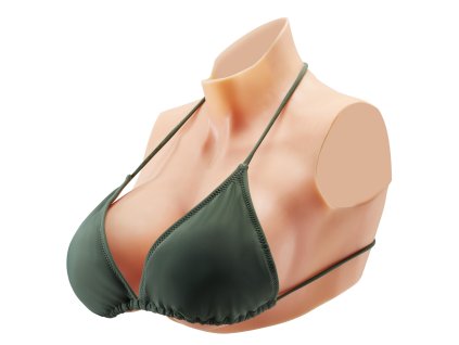 Silikónové prsné formy e-cup, vysoký výstrih, slonová kosť, s výplňou