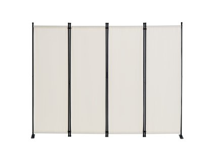 Skladací paraván 4 panely, textilný, samostatne stojaci, biely