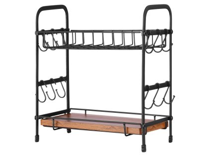 Stojan na kávu, 2 poschodia, 12 háčikov, 2 police, matná čierna