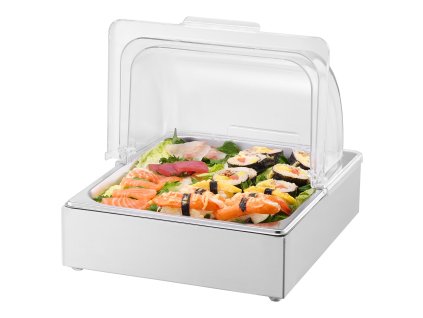 Stolný podávač nerez 1×1/2 pan, priehľadné veko, tácka na ľad