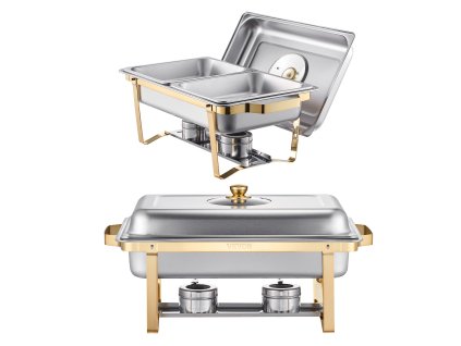 Súprava chaferov 2×4 Qt nerez, 4 polovičné misy, sklenené veko