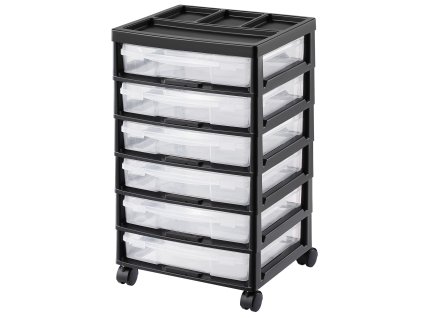 Ukladací vozík na tvorivé potreby, 6 zásuviek, organizér, 4 kolieska