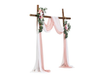 Umelá kvetinová výzdoba na oblúk, ružová, 2 aranžmány, 2 závoje